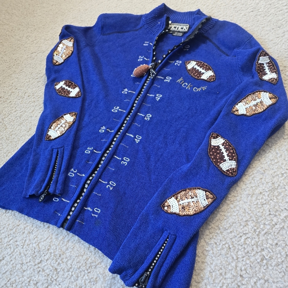 Rare BERÉK Takako Sakon Size Small Football Zip Cardigan Sweater - Picture 2 of 12